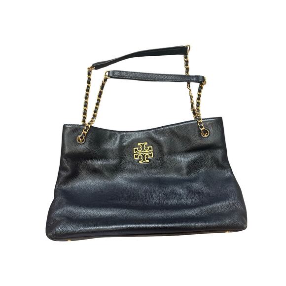 Tory Burch Britten Triple Compartment Leather Tote Black - Picture 2 of 7